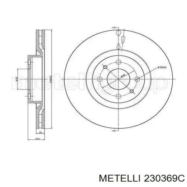 23-0369C Metelli tarcza hamulcowa przednia