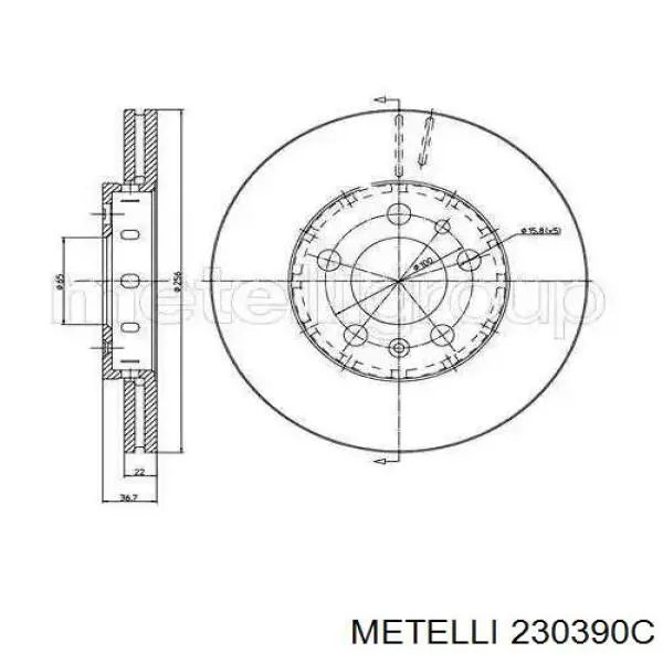 23-0390C Metelli tarcza hamulcowa przednia