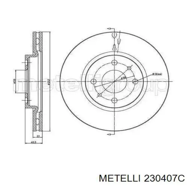 23-0407C Metelli tarcza hamulcowa przednia