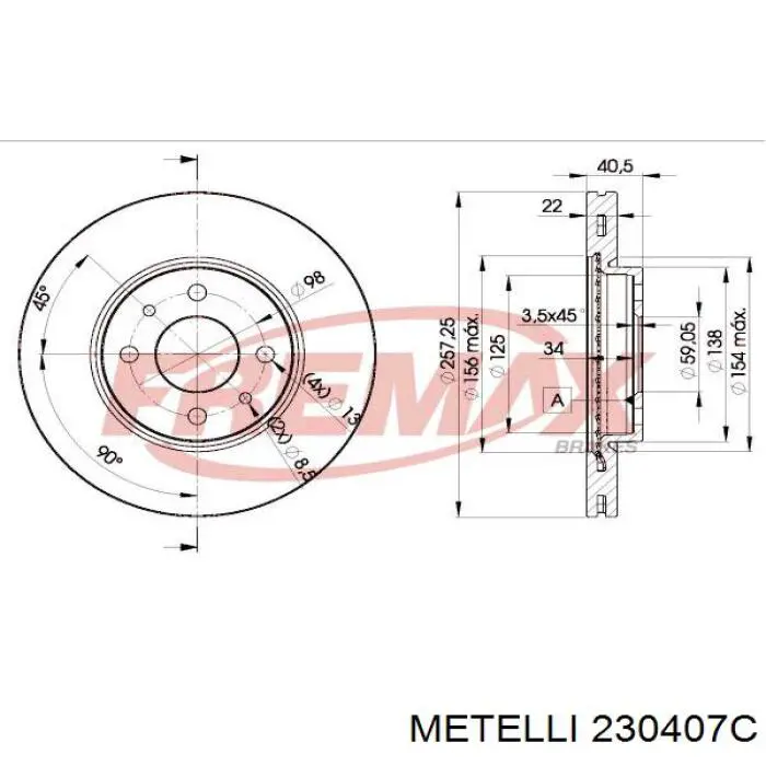 Tarcza hamulcowa przednia 230407C Metelli