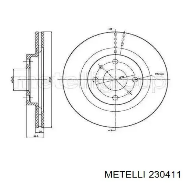 23-0411 Metelli tarcza hamulcowa przednia