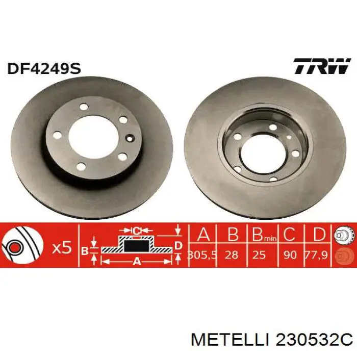 23-0532C Metelli tarcza hamulcowa przednia