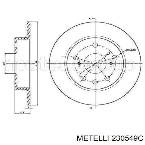 Do koszyka 230549C Metelli Tarcza hamulcowa przednia