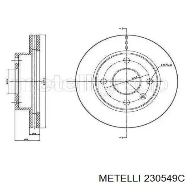 Tarcza hamulcowa przednia Metelli 230549C