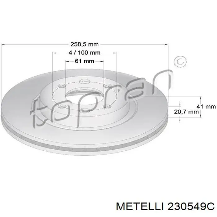230549C Metelli Tarcza hamulcowa przednia