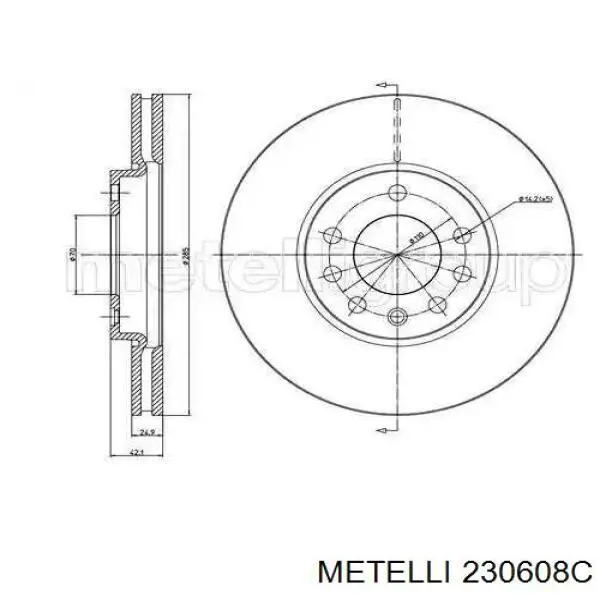 23-0608C Metelli tarcza hamulcowa przednia