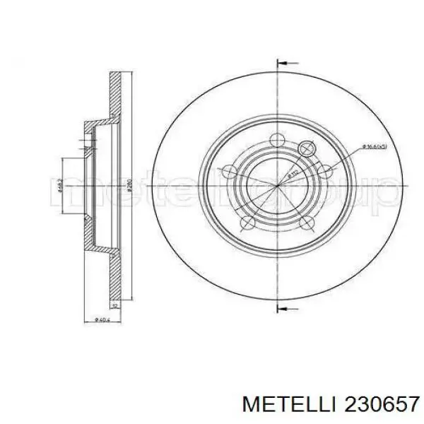 23-0657 Metelli tarcza hamulcowa tylna