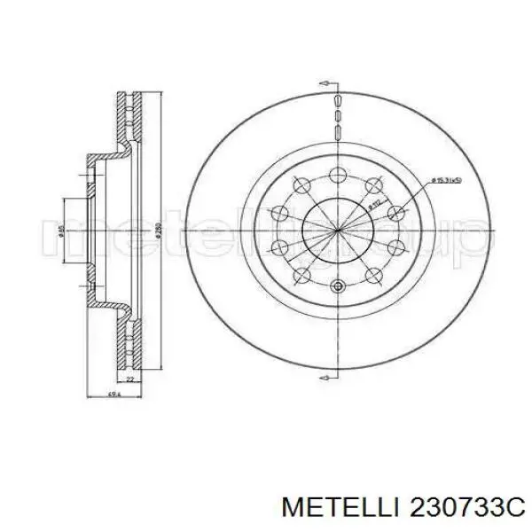 23-0733C Metelli tarcza hamulcowa przednia