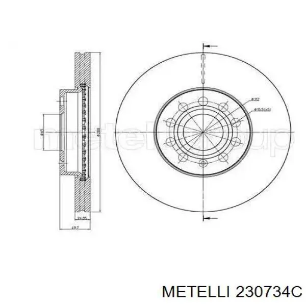 23-0734C Metelli tarcza hamulcowa przednia