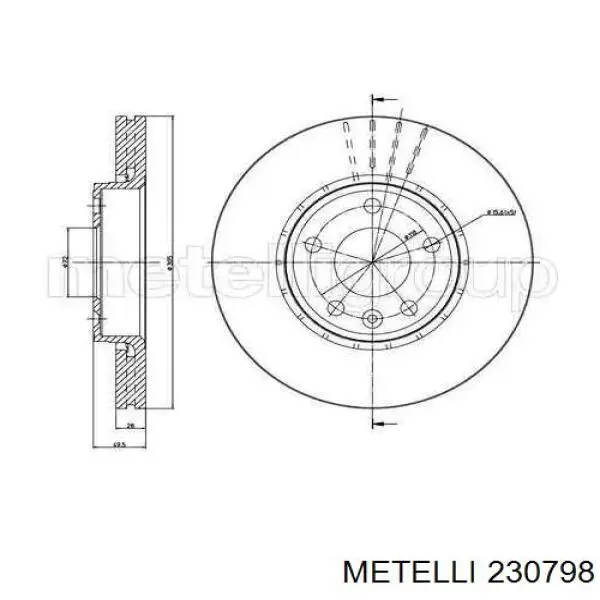 230798 Metelli Tarcza hamulcowa przednia