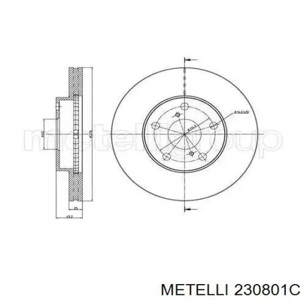 23-0801C Metelli tarcza hamulcowa przednia