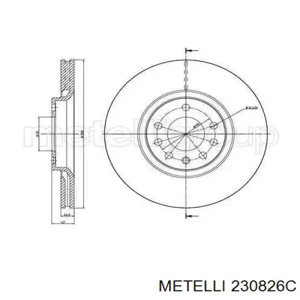 23-0826C Metelli tarcza hamulcowa przednia