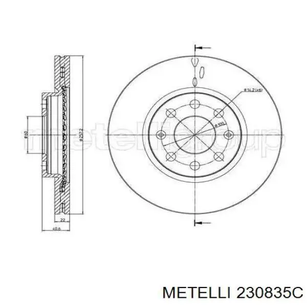 23-0835C Metelli tarcza hamulcowa przednia