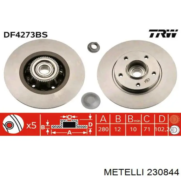 Tarcza hamulcowa tylna Metelli 230844 cena, od 64,47 USD