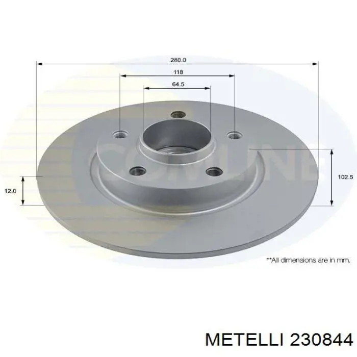 Tarcza hamulcowa tylna Metelli 230844 cena, od 64,47 USD