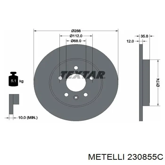 Do koszyka 230855C Metelli Tarcza hamulcowa tylna