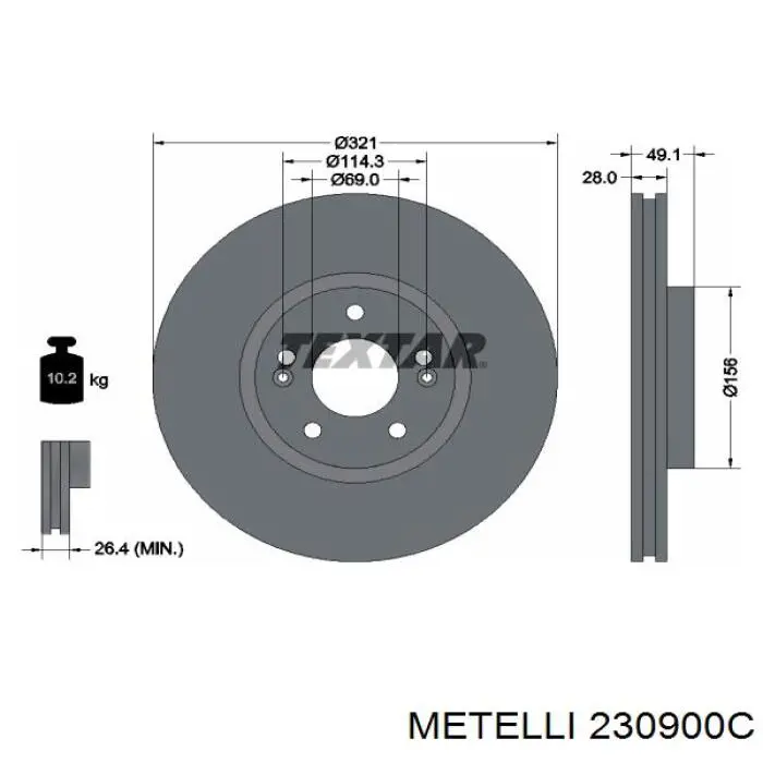 23-0900C Metelli tarcza hamulcowa przednia