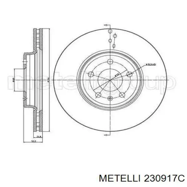 23-0917C Metelli tarcza hamulcowa przednia