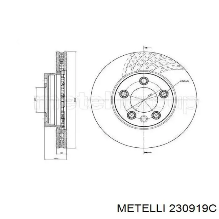 23-0919C Metelli tarcza hamulcowa przednia