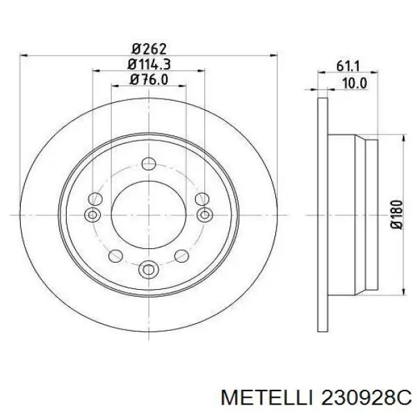 23-0928C Metelli tarcza hamulcowa tylna