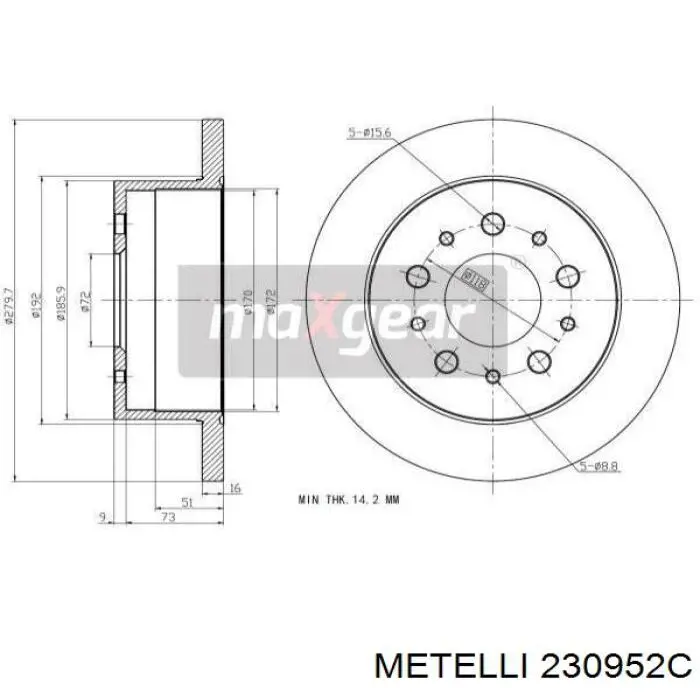 23-0952C Metelli tarcza hamulcowa tylna