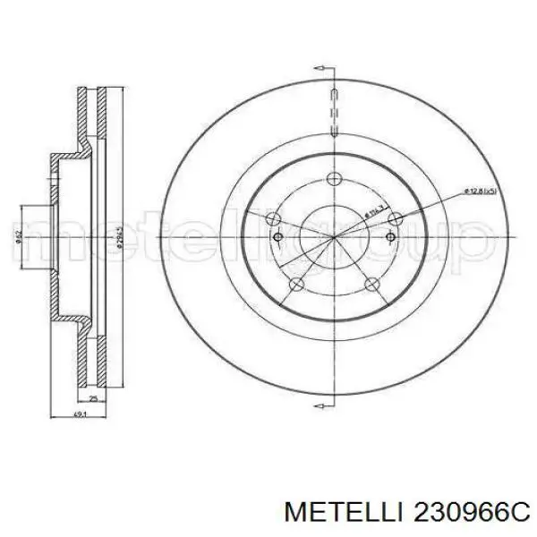 23-0966C Metelli tarcza hamulcowa przednia