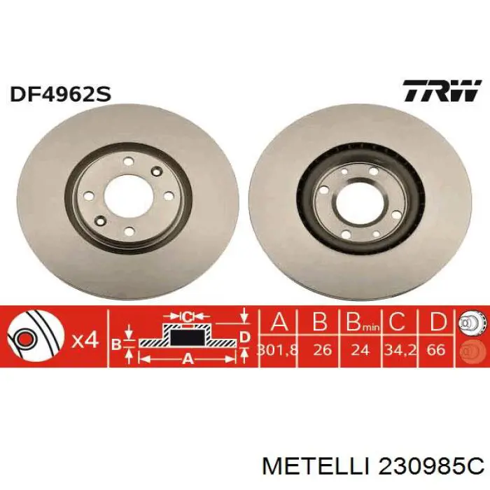 23-0985C Metelli tarcza hamulcowa przednia