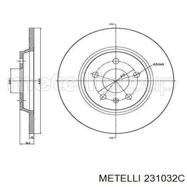 23-1032C Metelli tarcza hamulcowa tylna