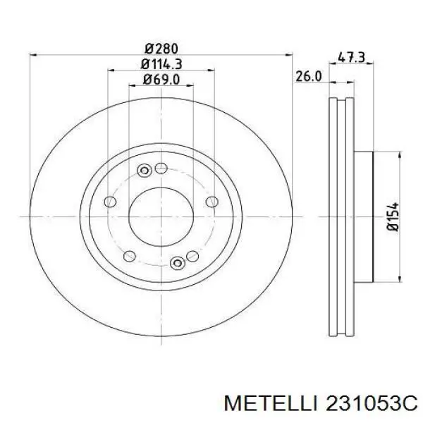 23-1053C Metelli tarcza hamulcowa przednia