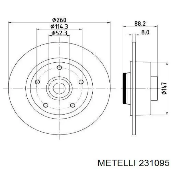 Do koszyka 231095 Metelli Tarcza hamulcowa tylna