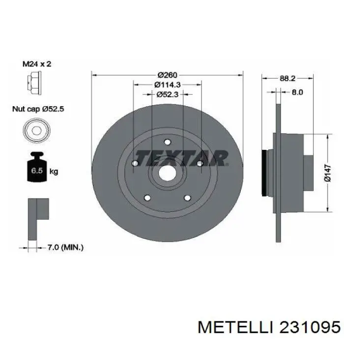 231095 Metelli Tarcza hamulcowa tylna