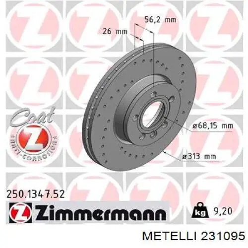 Tarcza hamulcowa tylna Metelli 231095 cena, od 82,69 USD