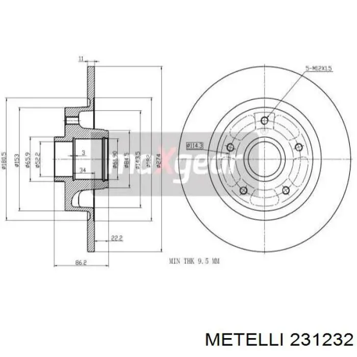 Tarcza hamulcowa tylna Metelli 231232