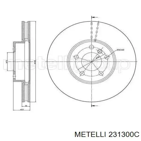 23-1300C Metelli tarcza hamulcowa przednia