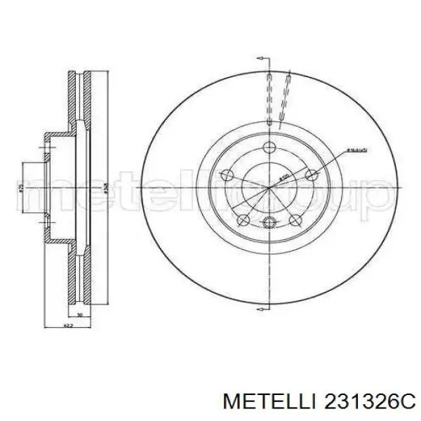 23-1326C Metelli tarcza hamulcowa przednia