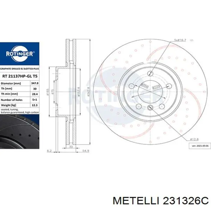 231326C Metelli Tarcza hamulcowa przednia