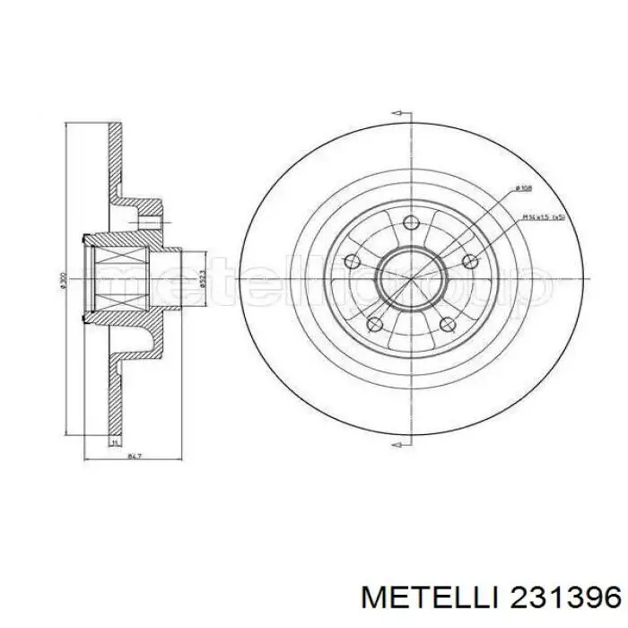 23-1396 Metelli tarcza hamulcowa tylna