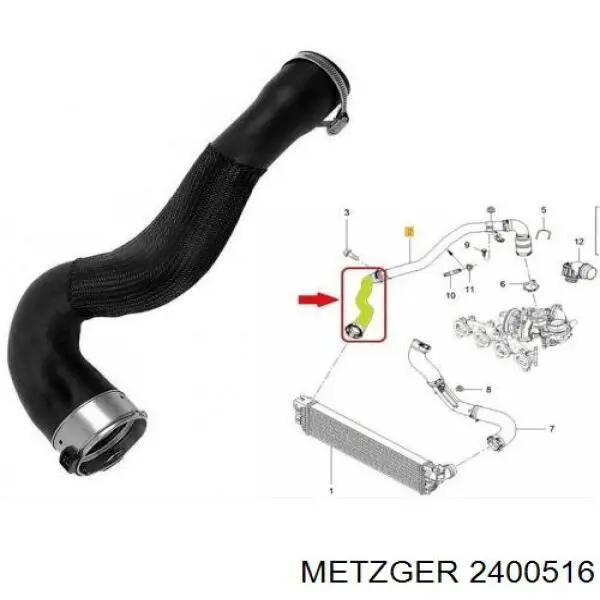 2400516 Metzger Przewód (króciec) intercoolera