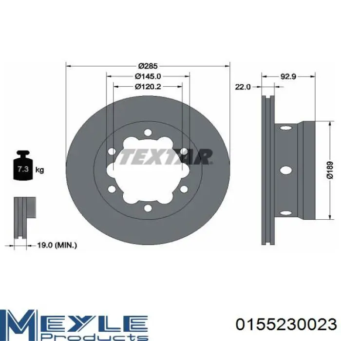 Tarcza hamulcowa tylna Meyle 0155230023 cena, od 51,74 USD