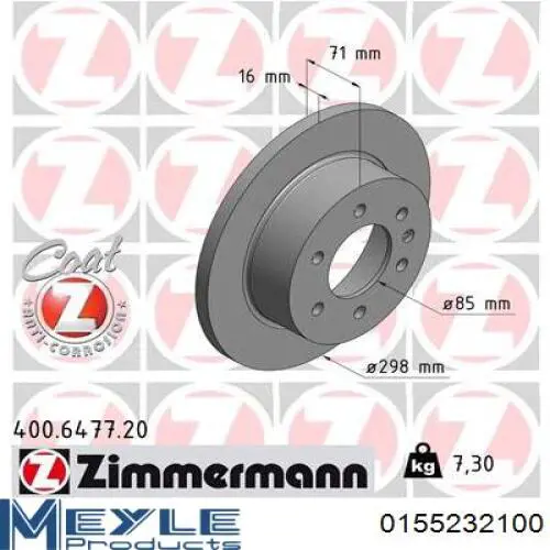 Do koszyka 0155232100 Meyle Tarcza hamulcowa tylna
