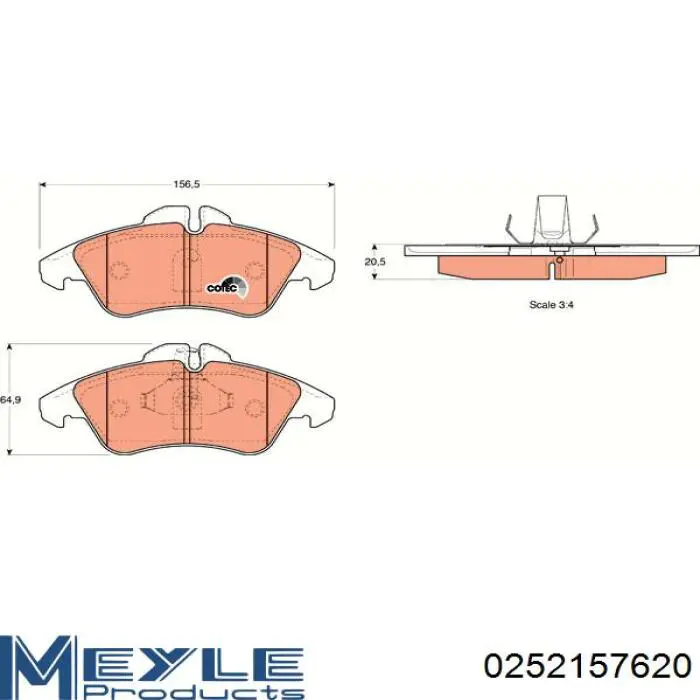 Do koszyka 0252157620 Meyle Klocki hamulcowe przednie tarczowe