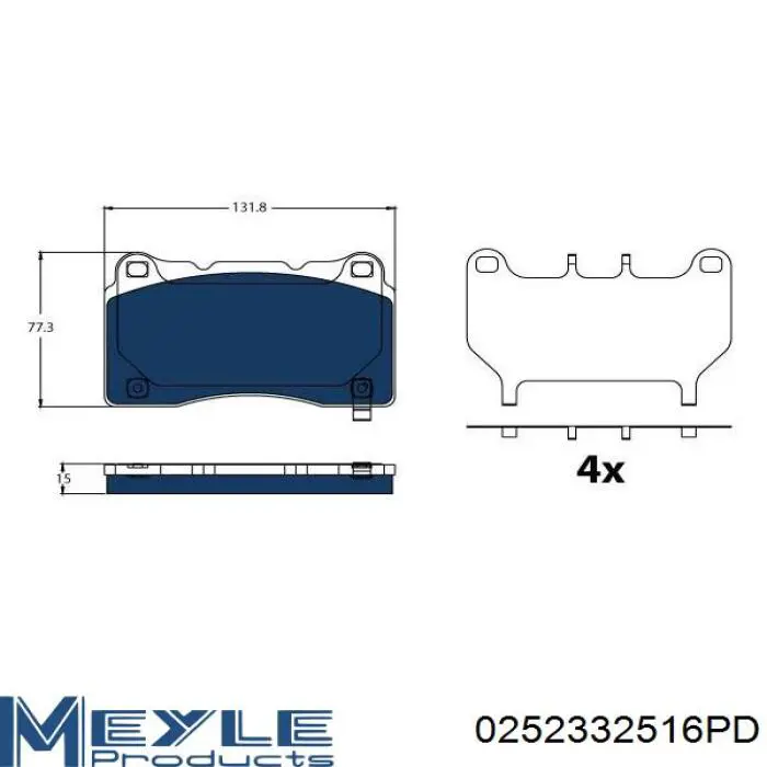 Klocki hamulcowe przednie tarczowe Meyle 0252332516PD cena, od 31,53 USD