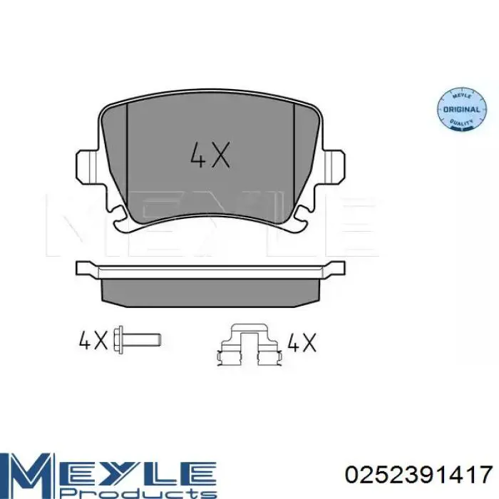 Okładziny (klocki) do hamulców tarczowych tylne Meyle 0252391417 cena, od 23,61 USD