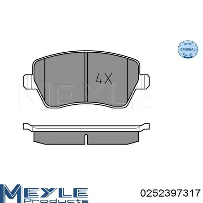 Klocki hamulcowe przednie tarczowe Meyle 0252397317 cena, od 20,31 USD