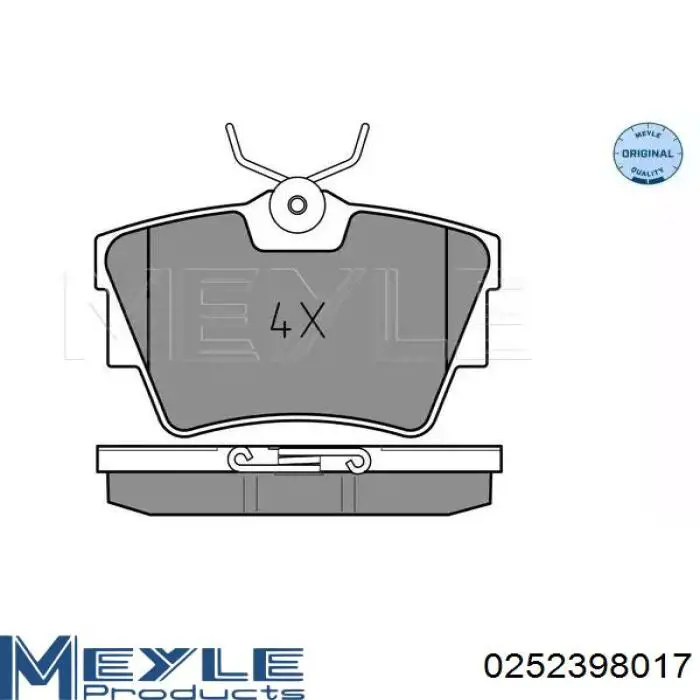 Okładziny (klocki) do hamulców tarczowych tylne Meyle 0252398017 cena, od 41,51 USD