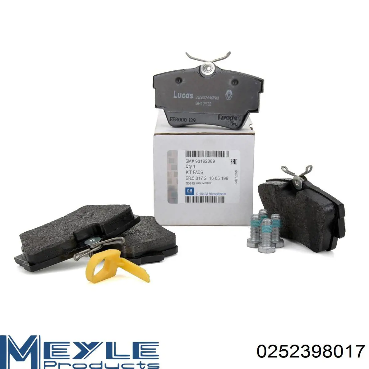 Do koszyka 0252398017 Meyle Okładziny (klocki) do hamulców tarczowych tylne