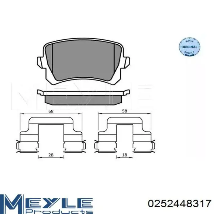 0252448317 Meyle Okładziny (klocki) do hamulców tarczowych tylne