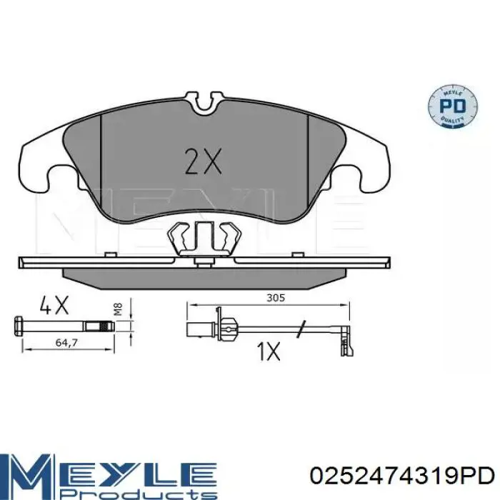 0252474319PD Meyle klocki hamulcowe przednie tarczowe