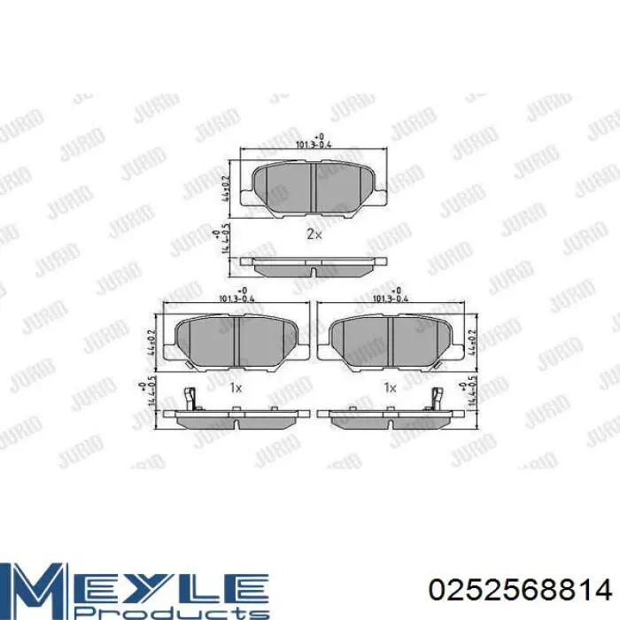 Okładziny (klocki) do hamulców tarczowych tylne 0252568814 Meyle