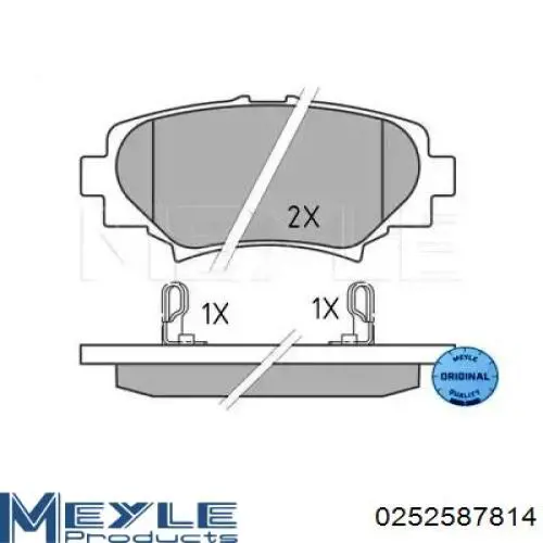 0252587814 Meyle Okładziny (klocki) do hamulców tarczowych tylne